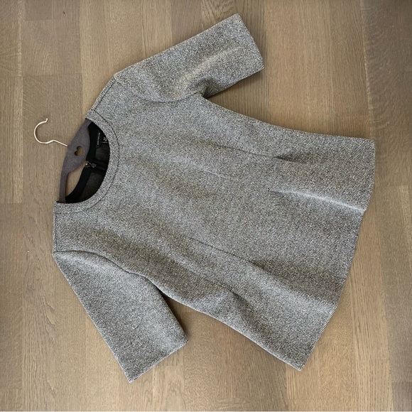 Ann Taylor Tweed Peplum Structured Short-sleeve Top Size XS in Heather Grey GUC - Picture 6 of 11